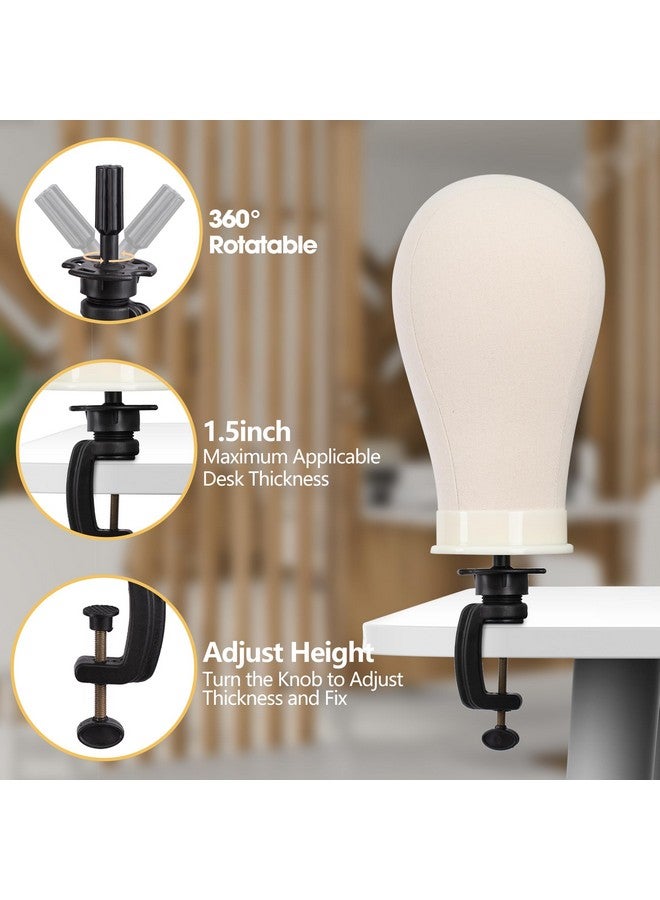 Klvied Klvied Reinforced Wig Mannequin Stand with Head, Dual-use 22 Inch Canvas Wig Head Display, Adjustable Clamp Wig Holder, Manikin Head Set for Cosmetology Hairdressing Training with Carrying Storage Bag - Image 3