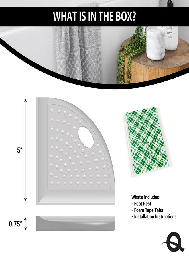 Questech 5" Corner Shower Footrest, Retrofit Shaving Shelf for Inside Shower, Bathroom Storage Corner Caddy Organizer, Metro Flatback, Bright White Matte - Image 5