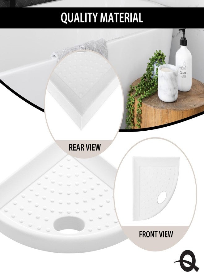 Questech 5" Corner Shower Footrest, Retrofit Shaving Shelf for Inside Shower, Bathroom Storage Corner Caddy Organizer, Metro Flatback, Bright White Matte - Image 2