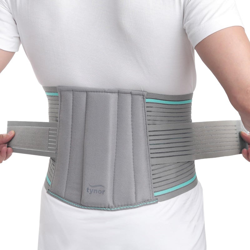 TYNOR Lumbar Support Belt Breathable Compression Lower Back Brace, Adjustable Waist Lumbar Support Brace for Men & Women, Herniated Disc, Sciatica, Back Pain & Heavy Lifting (Small, Grey) - Image 1