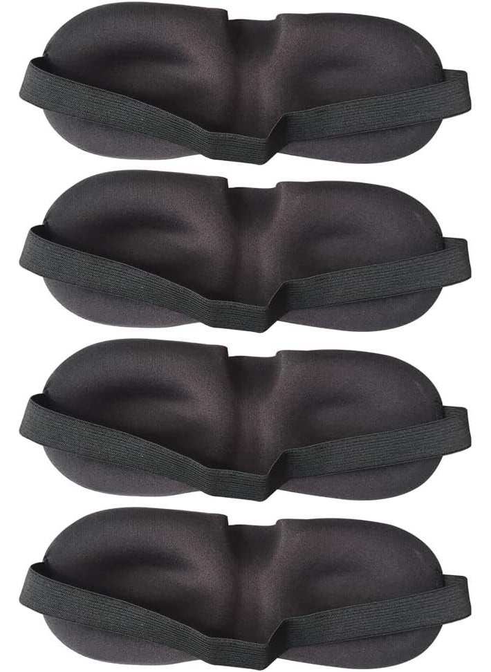 Healifty Healifty Sleeping Eye Mask 4pcs Eye Cover for Women Men 3D Contoured Cup Sleeping Blindfold with Elastic Strap Concave Molded Night Eye Out Light Black Sleeping Mask 