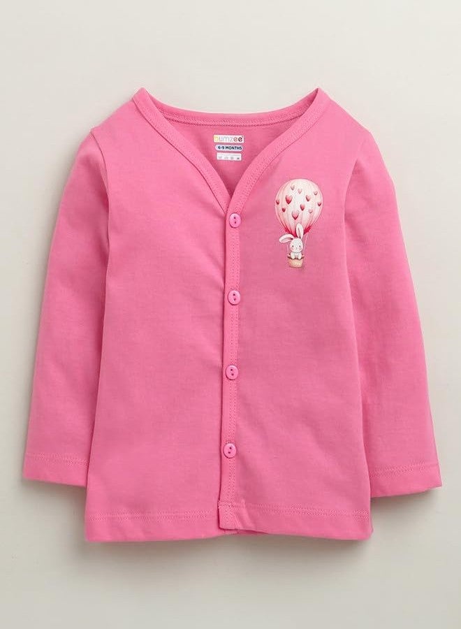 BUMZEE Baby Girls Cotton Full Sleeves Regular Fit Jablas Pack of 3 Pink & White - 0-3 Months (Peb10690B-pnk) - Image 2