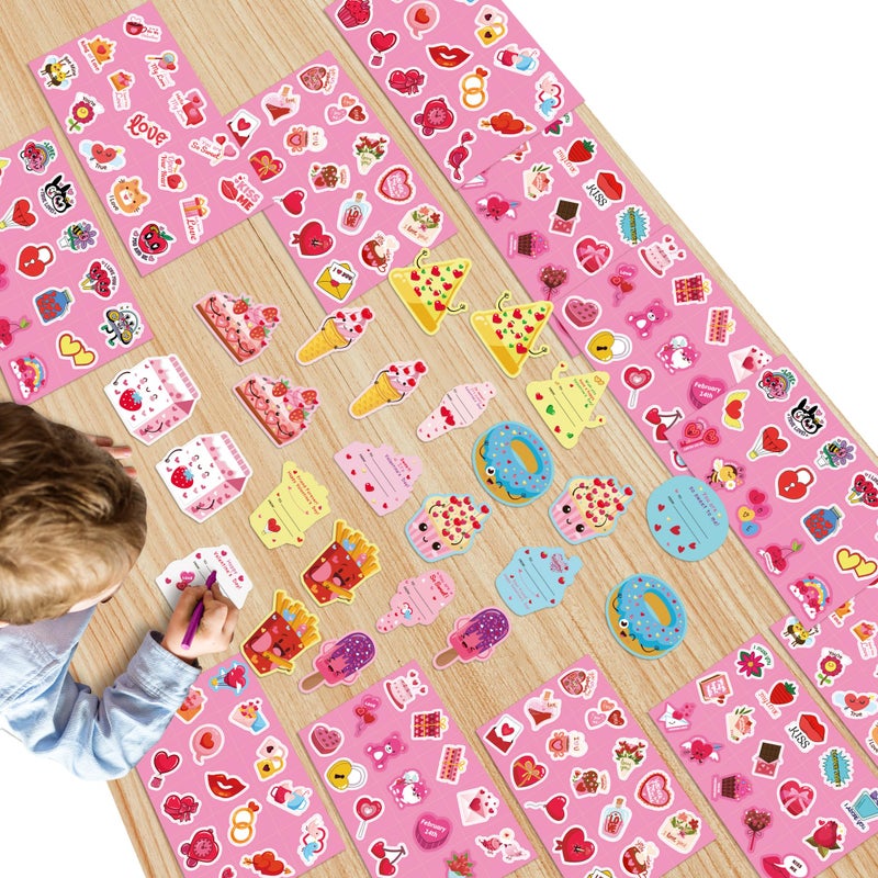 OHOME 204 PCS Valentines Day Stickers - Valentines Cards with Valentines Stickers for Kids - Valentines Day Gifts for Kids - Kids Valentines Day Gifts for School - Valentines for Kids Classroom - Image 4