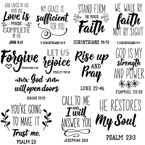 Sabary 12 Pcs Bible Verse Wall Decals Stickers Religious Scripture Wall Art Decor Inspirational Quotes Christian Peel and Stick Motivational Decor for Bedroom Living Room(Vintage Style) - Image 1