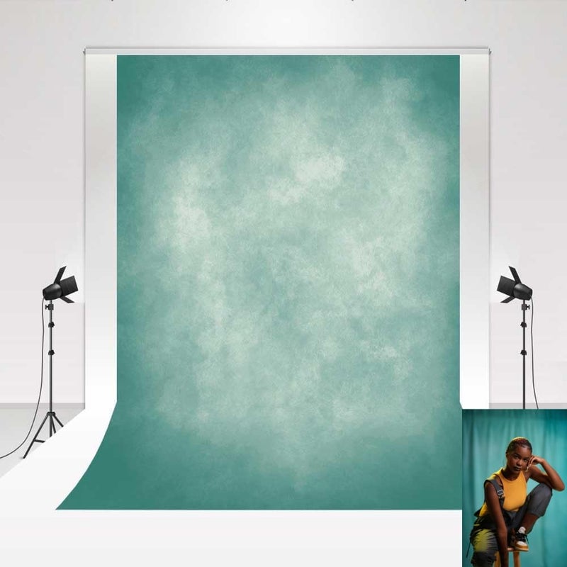 Kate Cyan Photography Backdrop Blue Green Abstract Portrait Headshot Background Photo Video Studio Props 5x7ft