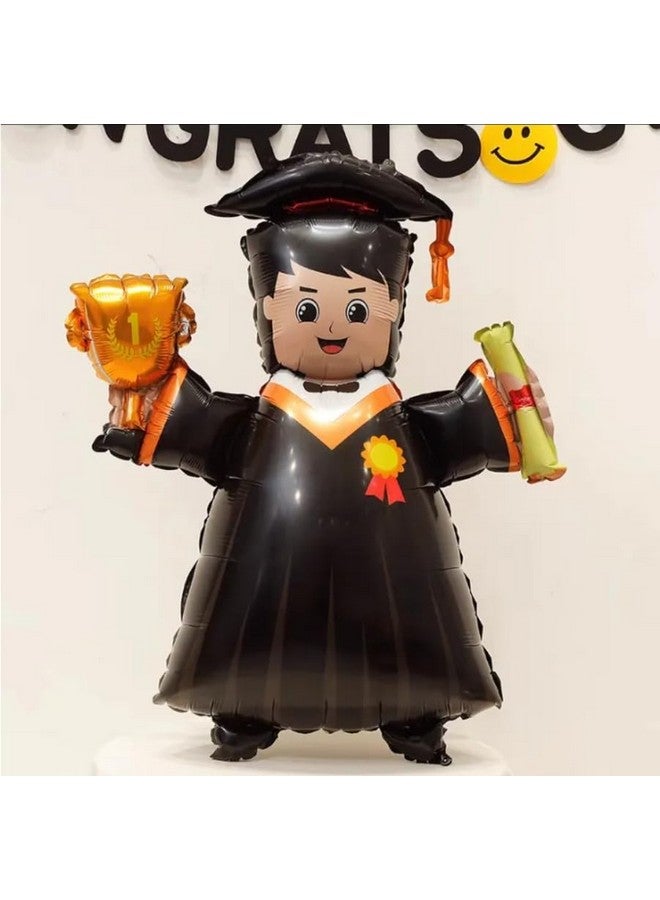 Atpata Funky Atpata Funky 40-inch Grad Boy Foil Balloon in Cap & Gown with Trophy and Scroll - Perfect Decor for Happy Graduation Party Decoration, Congrats Grad Celebrations - Image 4