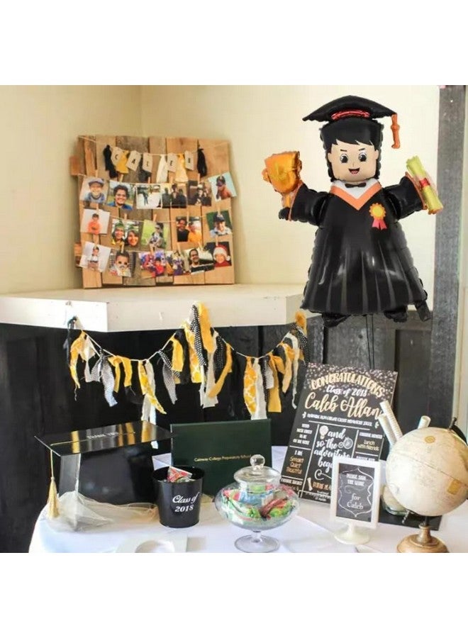 Atpata Funky Atpata Funky 40-inch Grad Boy Foil Balloon in Cap & Gown with Trophy and Scroll - Perfect Decor for Happy Graduation Party Decoration, Congrats Grad Celebrations - Image 5