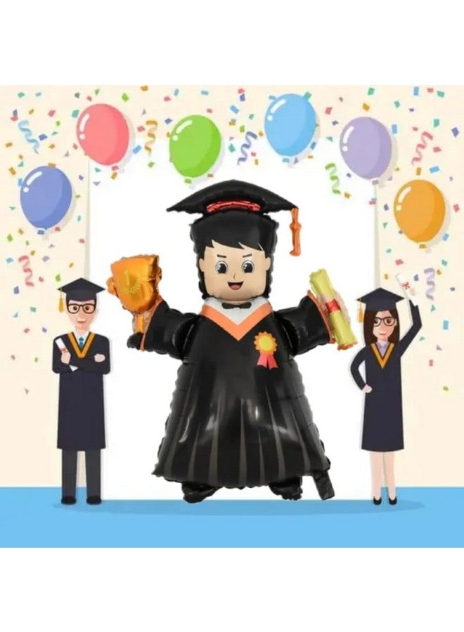 Atpata Funky Atpata Funky 40-inch Grad Boy Foil Balloon in Cap & Gown with Trophy and Scroll - Perfect Decor for Happy Graduation Party Decoration, Congrats Grad Celebrations - Image 2