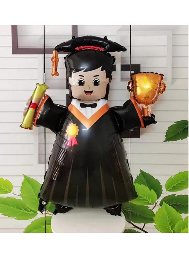 Atpata Funky Atpata Funky 40-inch Grad Boy Foil Balloon in Cap & Gown with Trophy and Scroll - Perfect Decor for Happy Graduation Party Decoration, Congrats Grad Celebrations - Image 1