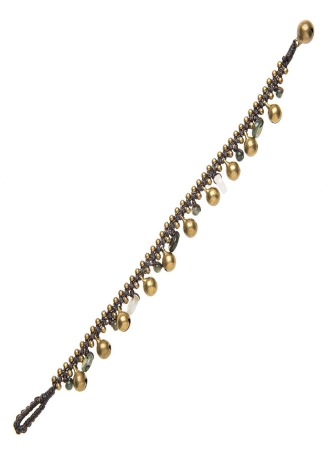 81stgeneration Women's Brass Gold Tone Green Bead Ankle Anklet Bracelet, 23 cm - Image 2