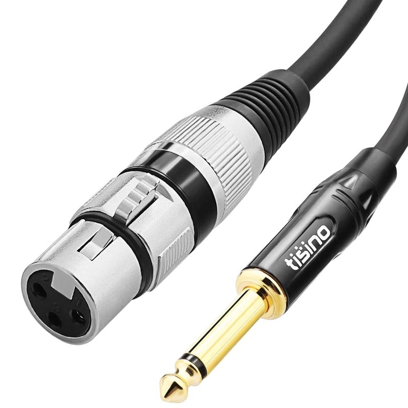 tisino Tisino Female XLR to 14 635mm TS Mono Jack Unbalanced Microphone Cable Mic Cord for Dynamic Microphone 25 FT8 Meters
