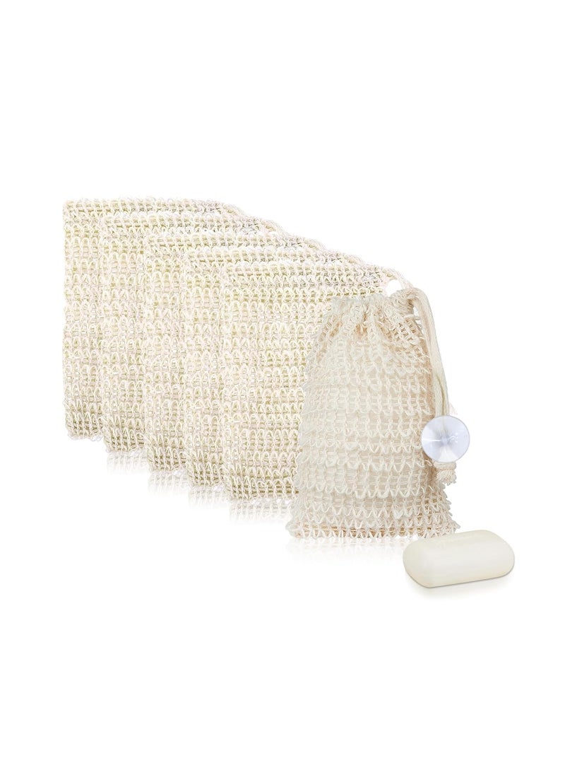 Feelorna Soap Saver Bag Soap Bag Soft for Shower Exfoliating Mesh Soap Saver Pouch Bag for Facial Body Cleansing Foaming 35x55 Beige with Suction Cups 