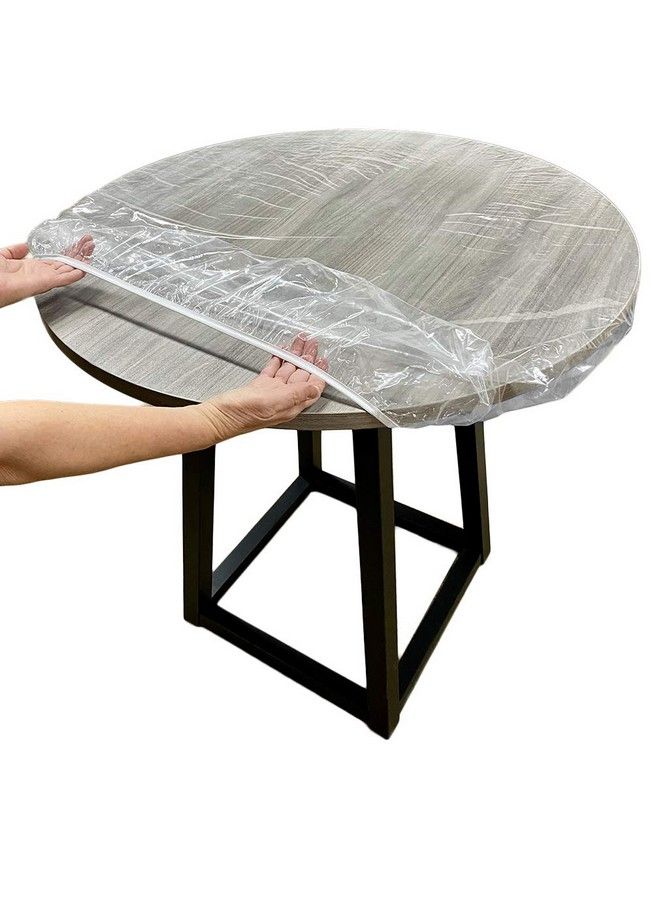 Evelots Round Fitted Tableclothclear Vinyl/Elasticpub/Small Kitchenfits 36 To 42 Inch Round Tables - Image 2