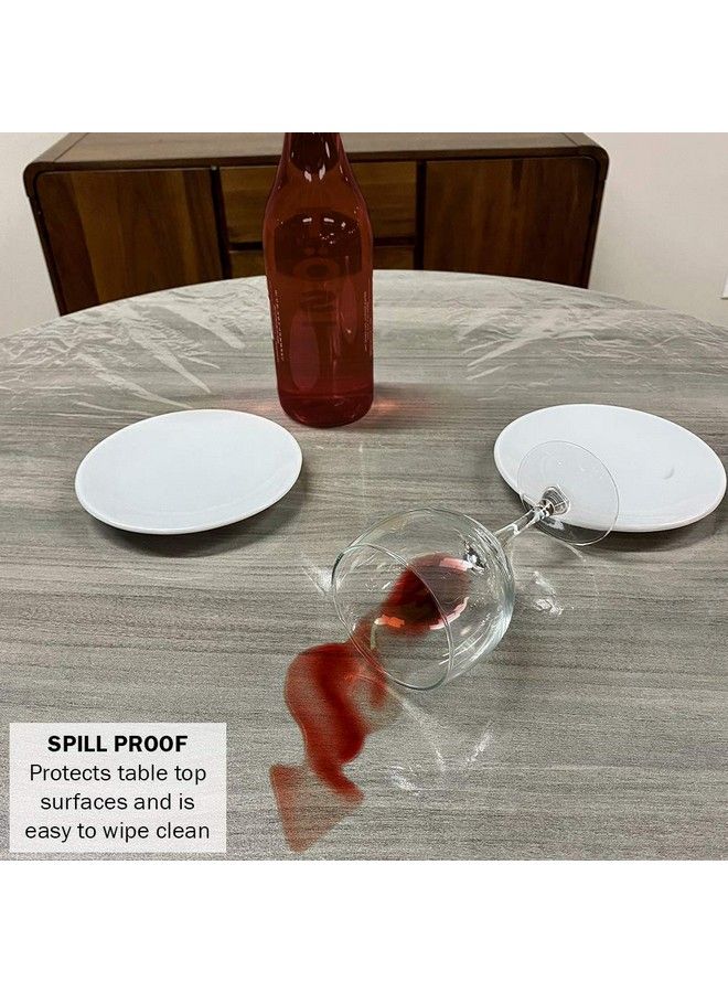 Evelots Round Fitted Tableclothclear Vinyl/Elasticpub/Small Kitchenfits 36 To 42 Inch Round Tables - Image 4