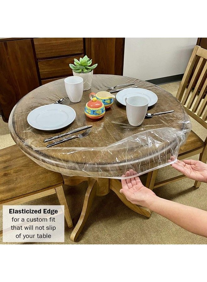 Evelots Round Fitted Tableclothclear Vinyl/Elasticpub/Small Kitchenfits 36 To 42 Inch Round Tables - Image 3