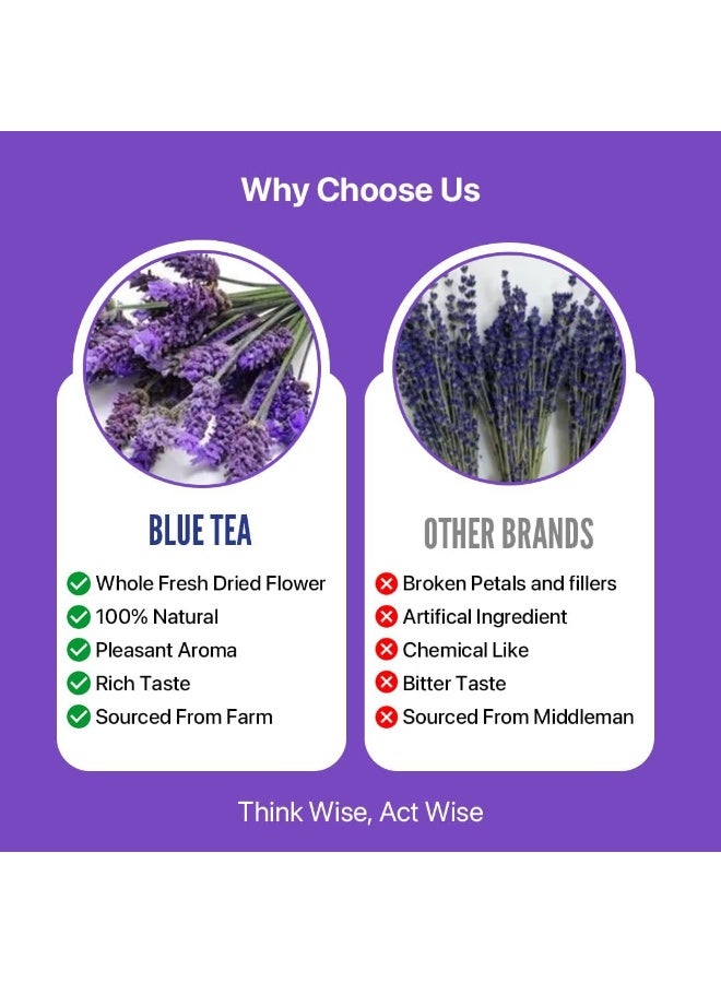 الشاي الأزرق شاي اللافندر 30 جرام | 30 كوب | شاي الأعشاب المهدئ | على أساس الزهور | خالية من الكائنات المعدلة وراثيا | خالي من الكافيين | طبيعي | ظهرت على خزان القرش | جرة PET قابلة لإعادة الاستخدام - Image 4