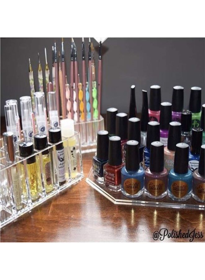 BY ALEGORY byAlegory Acrylic Makeup Finger Nail Art Tool Organizer 26 Spaces For Storing Beauty Nail Art Kit Tools - Clear - Image 4