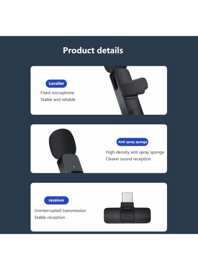 2-Pack 2-in-1 Wireless Lavalier Microphone – Noise-Canceling Clip-On Mic for iPhone & Android, 20m Range. Perfect for Videos, Vlogging, Interviews & Meetings. USB-C & Lightning Compatible.  - Image 2