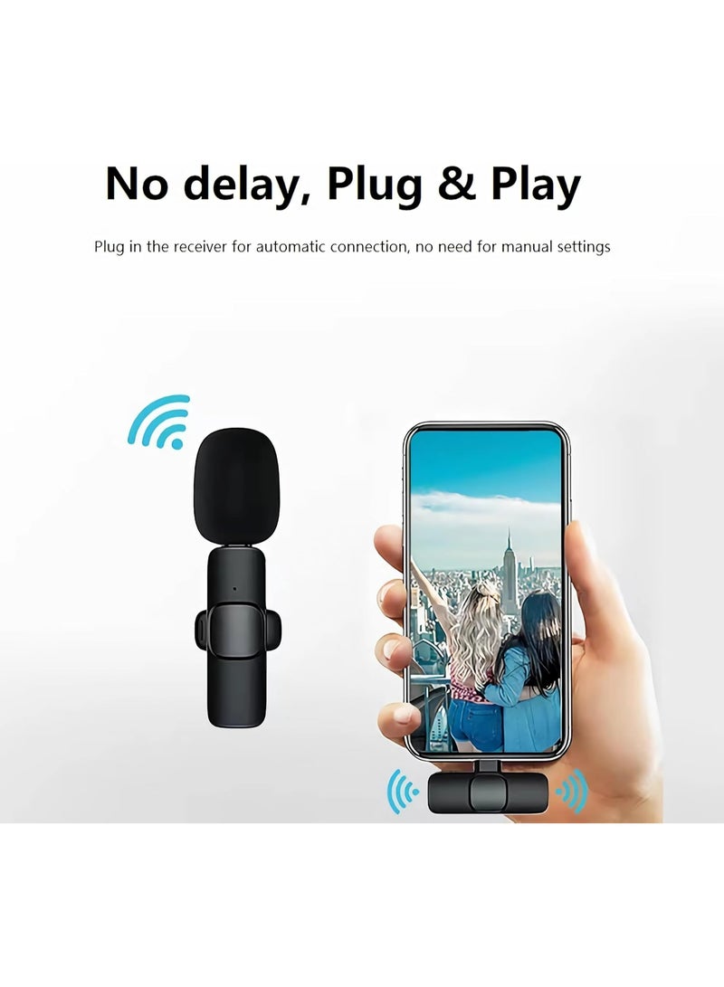 2-Pack 2-in-1 Wireless Lavalier Microphone – Noise-Canceling Clip-On Mic for iPhone & Android, 20m Range. Perfect for Videos, Vlogging, Interviews & Meetings. USB-C & Lightning Compatible.  - Image 3