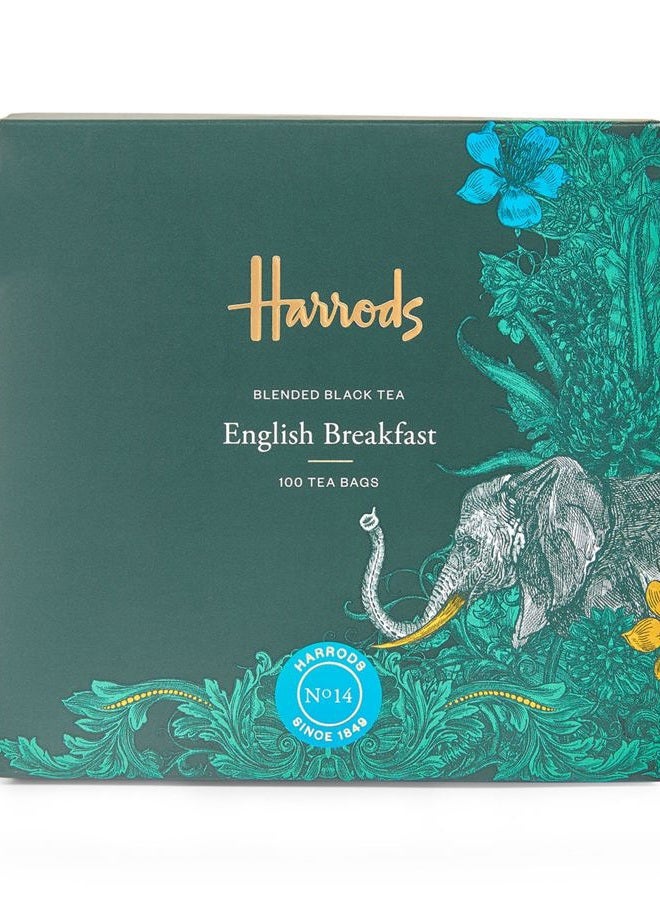 Harrods of London England English Breakfast Tea 100 Tea Bags