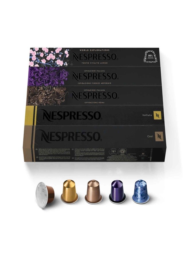 Nespresso Capsules Original Line, Ispirazione Variety Pack, Mild, Medium, Dark Roast Espresso Coffee, 50 Count Espresso Coffee Pods - Image 1