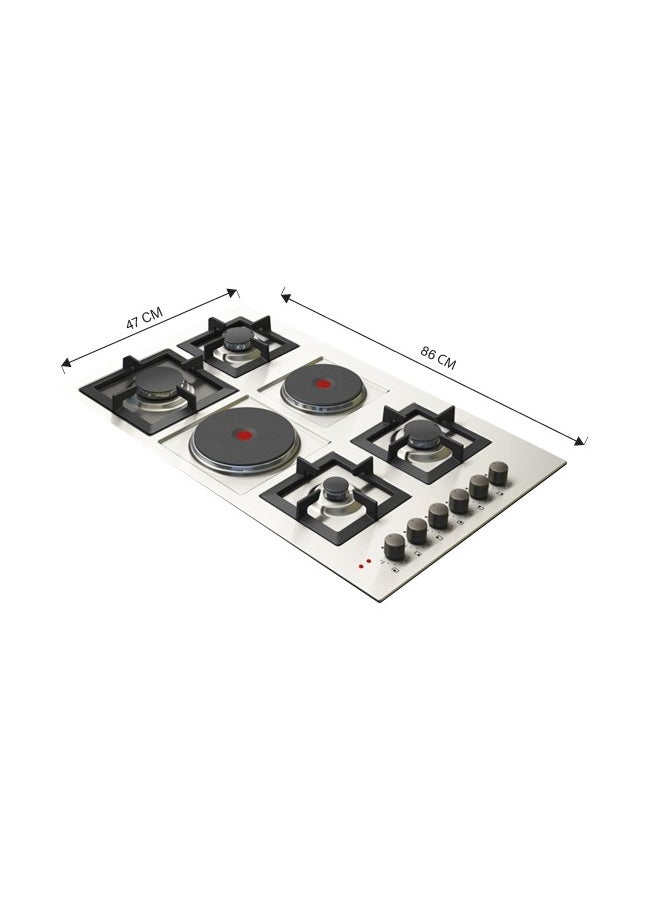 kitchen Line Surface 6 Burners - 4 Gas - 2 Electric - 90 cm - Heavy - Italian - Steel - JE4008  - Image 3