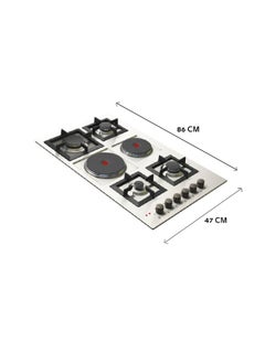 kitchen Line Surface 6 Burners - 4 Gas - 2 Electric - 90 cm - Heavy - Italian - Steel - JE4008  - Image 2