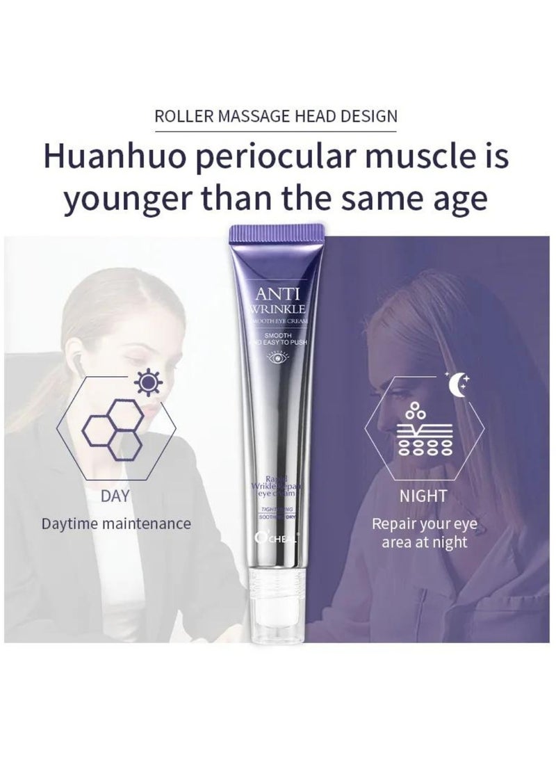 OCHEAL Rapid Wrinkle Repair Eye Cream Wrinkle Smoothing Roll On Eye Massage Eyes Fade Fine Lines Reduce Dark Circles Eye Serum Tighten Eye Bags Puffiness Improve Elasticity Eye Treatment Cream 20g  - Image 3