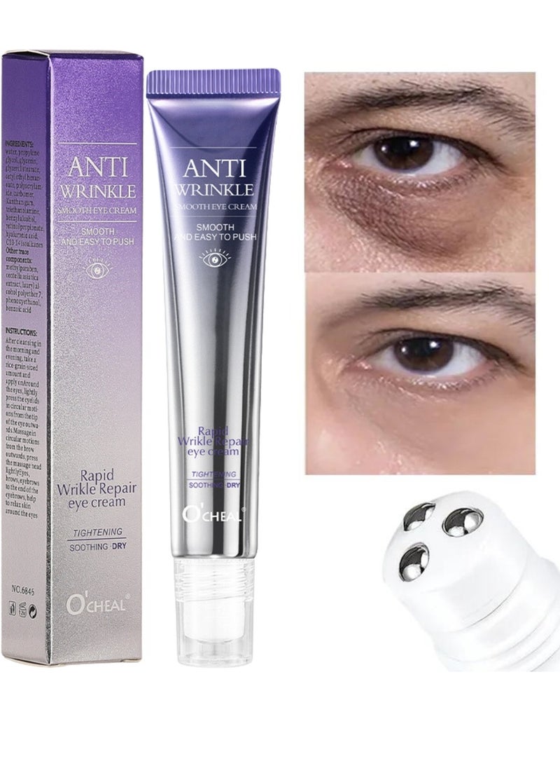 OCHEAL Rapid Wrinkle Repair Eye Cream Wrinkle Smoothing Roll On Eye Massage Eyes Fade Fine Lines Reduce Dark Circles Eye Serum Tighten Eye Bags Puffiness Improve Elasticity Eye Treatment Cream 20g  - Image 2