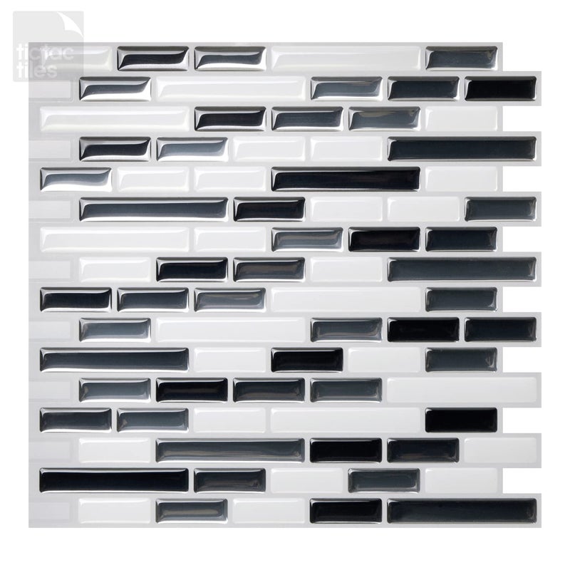 Tic Tac Tiles 10" x 10" Peel and Stick Removable Stick On Kitchen Backsplash Bathroom 3D Wall Tiles in Como Designs (Bay and Gray) (10, Como Gray) - Image 3