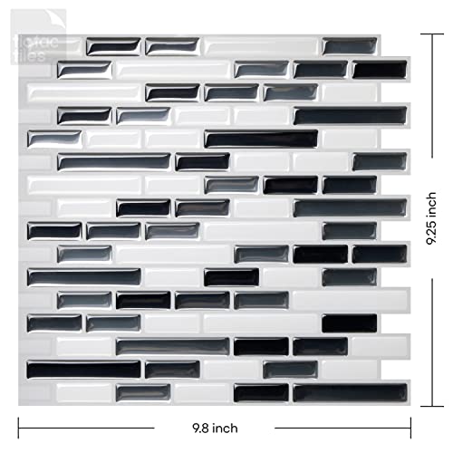 Tic Tac Tiles 10" x 10" Peel and Stick Removable Stick On Kitchen Backsplash Bathroom 3D Wall Tiles in Como Designs (Bay and Gray) (10, Como Gray) - Image 2