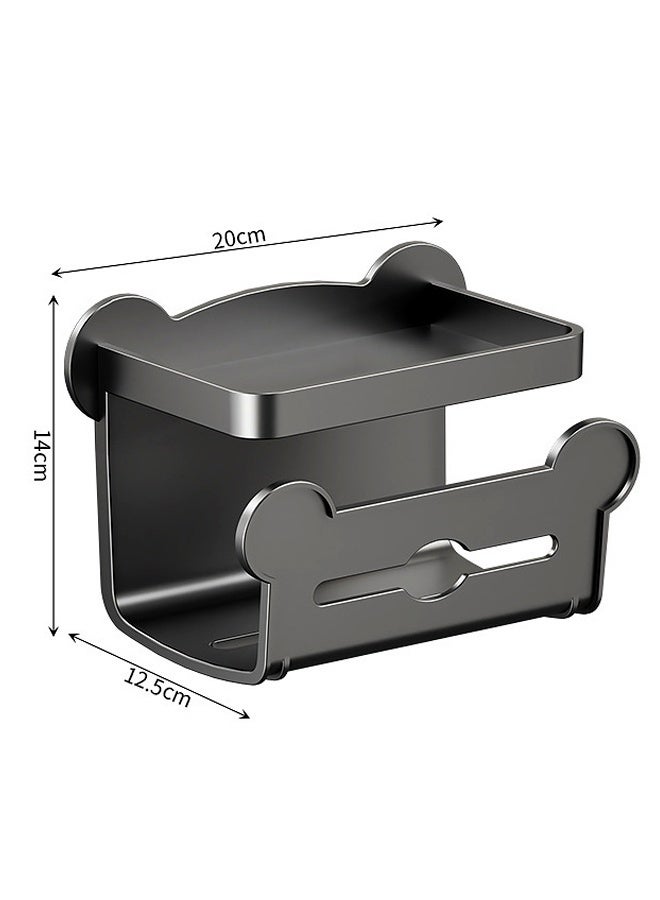 Tissue Box For Bathroom, Wall Mounted Waterproof Toilet Paper Holder, Tissue Dispenser Dryer Sheet Holder, Tissue Storage With Shelf, Phone Holder for Bathroom Kitchen Living Room Bedroom Office (Black)  - Image 2