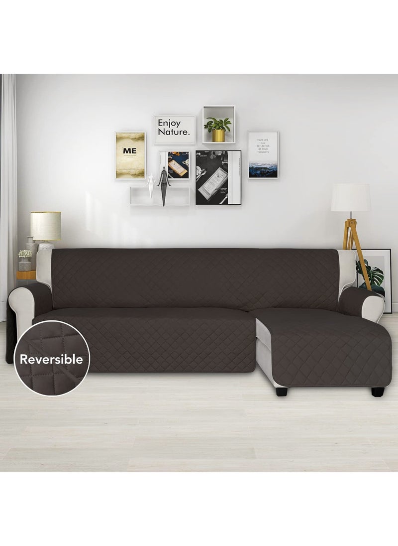 ISSUNTEX - ISSUNTEX Sectional Couch Covers for Dogs, Reversible L Shaped Sofa Cover, Water Resistant Chaise Lounge Cover Furinture Protector for Kids Pets (Large, Chocolate/Chocolate ) - Image 1