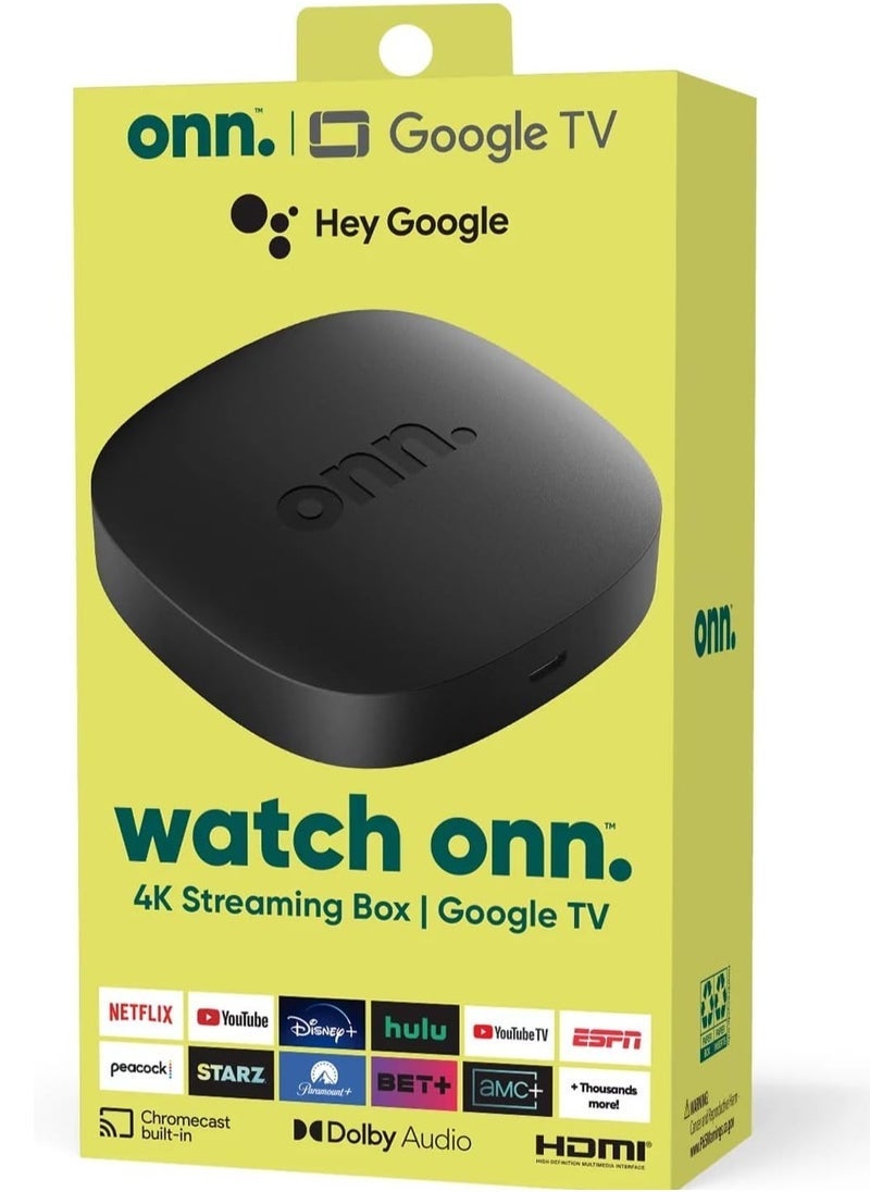 ONN Google TV 4K UHD Streaming Media Box With Voice Remote – Smart Android TV Box for Netflix, YouTube, Disney+, Prime Video & More – Ultra HD Picture Quality, Fast Performance, Easy Setup – HDMI Compatible Streaming Device - Image 1