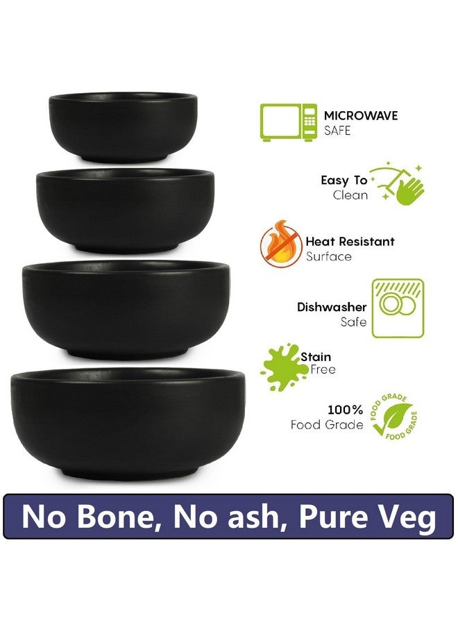 SEPARATE WAY Ceramic Serving Bowl, Mixing Bowl, Cereal Bowl, Soup Bowl, Hand Painted 4 Different Size Bowl. (1000ML, 750Ml, 500Ml, 300Ml) (Black) - Image 5
