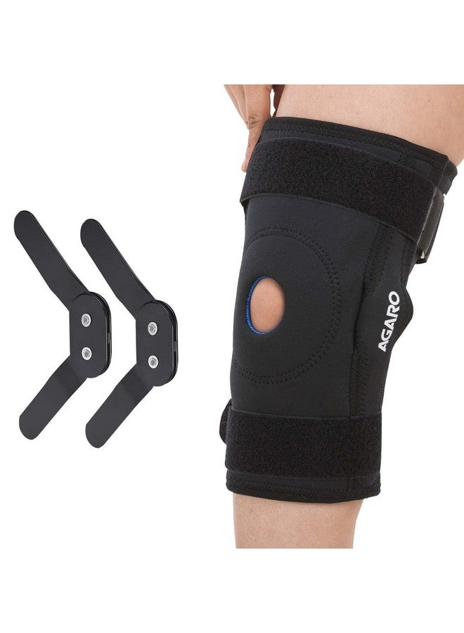 AGARO AGARO Hinged Knee Wrap With Open Patella, Rigid Biaxial Hinge Knee Brace for Joint Pain Relief, Workout, Arthritis & Ligament Tear, Neoprene, Knee Cap for Men & Women, XXL, Black - Image 1
