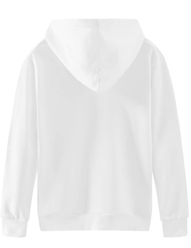Spring&Gege Youth Solid Pullover Sport Hoodies Soft Kids Hooded Sweatshirts for Boys and Girls Size 11-12 Years White - Image 2