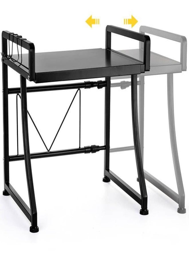 DEAYOU Extendable Microwave Oven Rack, 2-Tier Toaster Stand Utensils Storage with 8 Hooks, Adjustable Kitchen Countertop Organizer Shelf for Air Fryer, Rice Cooker, Spice, 110lbs Weight Capacity - Image 3