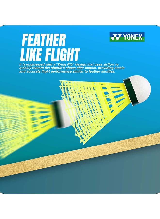 Yonex Mavis 500 Super Nylon Shuttlecock Made in Japan – Pack of 6 Yellow Synthetic Badminton Shuttlecocks with Tournament Flight and High Durability - Image 2