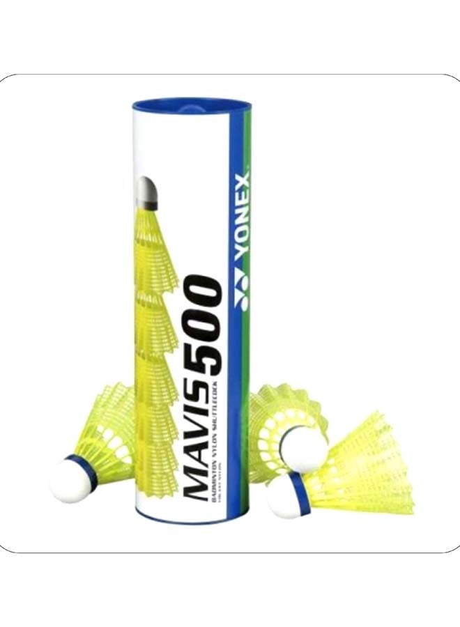Yonex Mavis 500 Super Nylon Shuttlecock Made in Japan – Pack of 6 Yellow Synthetic Badminton Shuttlecocks with Tournament Flight and High Durability - Image 1