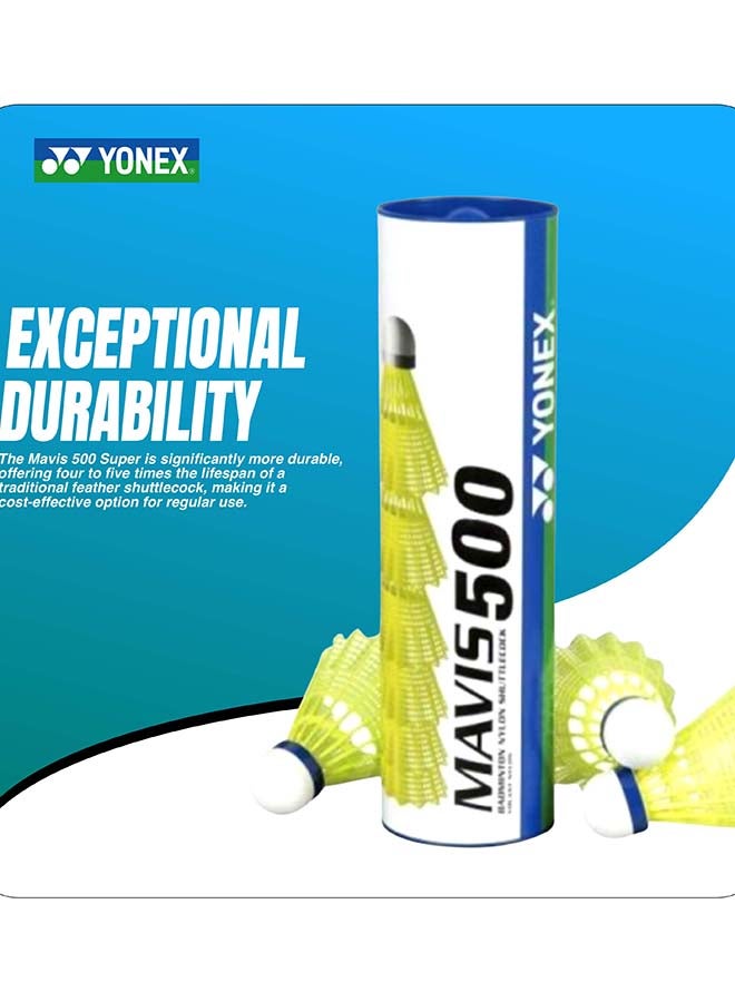 Yonex Mavis 500 Super Nylon Shuttlecock Made in Japan – Pack of 6 Yellow Synthetic Badminton Shuttlecocks with Tournament Flight and High Durability - Image 5