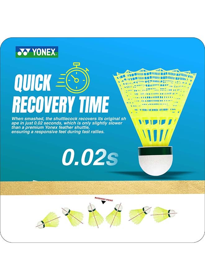 Yonex Mavis 500 Super Nylon Shuttlecock Made in Japan – Pack of 6 Yellow Synthetic Badminton Shuttlecocks with Tournament Flight and High Durability - Image 4
