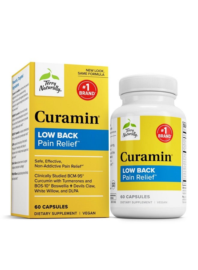 Terry Naturally Curamin Low Back Pain Relief - DLPA & Curcumin Supplement for Relief Support - Enhanced Absorption Curcumin Formula - Herbal Supplement with White Willow & Boswellia - 60 Capsules - Image 1