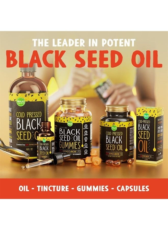 Maju Superfoods MAJU's Black Seed Oil Capsules - Cold Pressed, 2% Thymoquinone, 100% Turkish Black Cumin Nigella Sativa Seed Oil, 100% Liquid Pure Blackseed Oil 60 Count, 500mg per Capsule  - Image 2