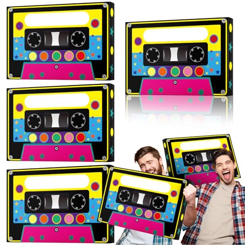 Fuyoooo 4 Pcs 80s 90s Party Favor Boxes 16 x 10 in Large Cassette Player Party Treat Boxes Boom Cassette Tape Hip Hop Decor for Retro 1980s 1990s Christmas Decor Music Neon Birthday SuppliesClassic - Image 1