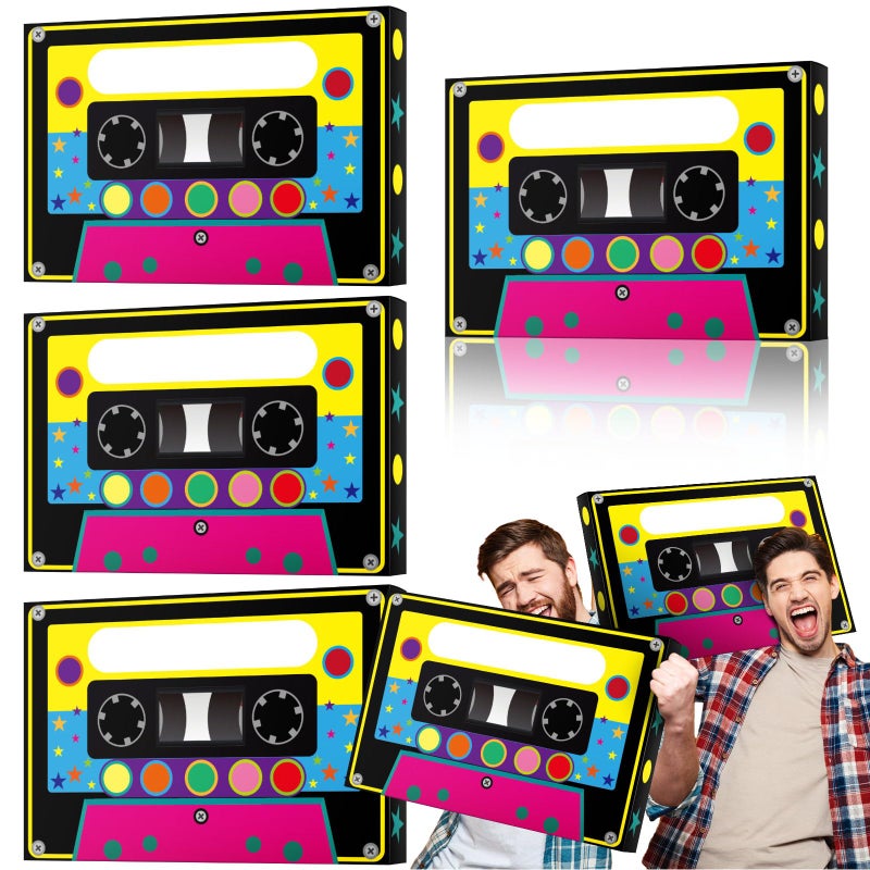 Fuyoooo 4 Pcs 80s 90s Party Favor Boxes 16 x 10 in Large Cassette Player Party Treat Boxes Boom Cassette Tape Hip Hop Decor for Retro 1980s 1990s Christmas Decor Music Neon Birthday SuppliesClassic - Image 2