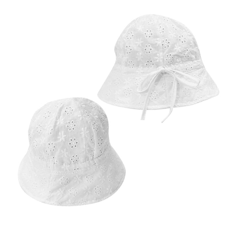 Cotton Fisherman Hat For Babies Under 2 Years Lightweight Sun Protection Cap White - Image 2
