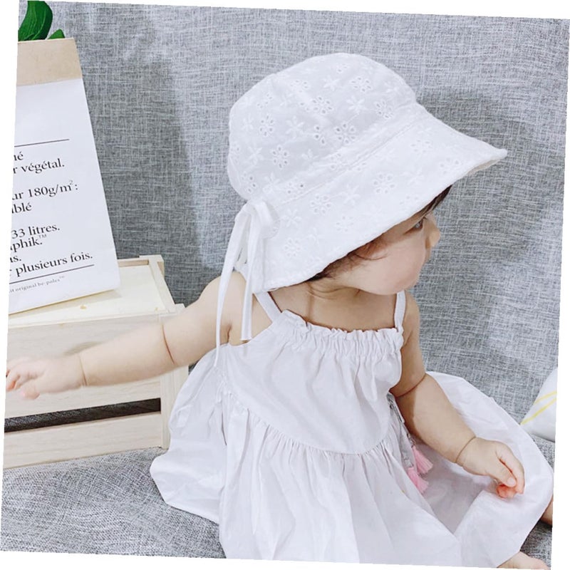 Cotton Fisherman Hat For Babies Under 2 Years Lightweight Sun Protection Cap White - Image 4