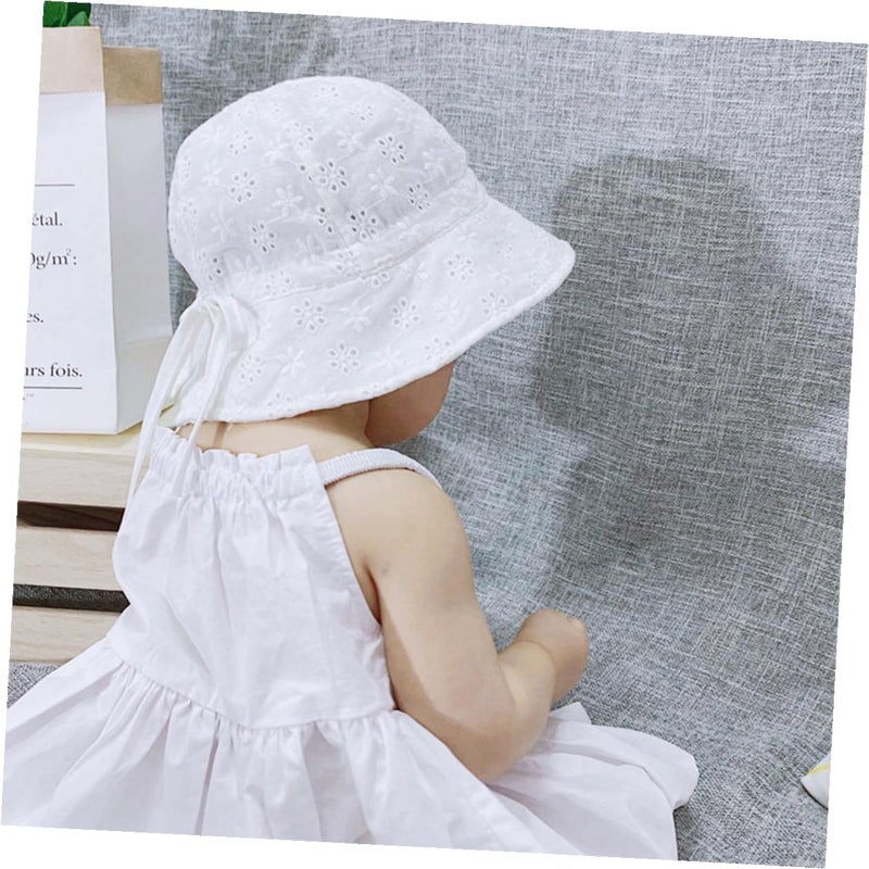 Cotton Fisherman Hat For Babies Under 2 Years Lightweight Sun Protection Cap White - Image 3