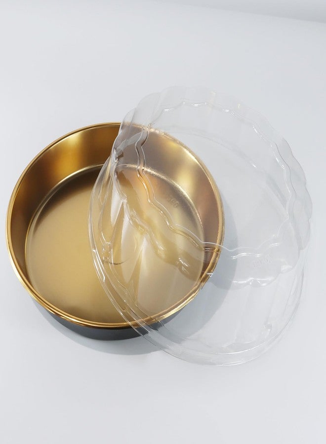 FEOOWV 10inch Round Clear +Gold Cake Carriers for Transport Plastic Cake Containers Carriers with Dome Lids and Cake Boards Clear Bundt Cake Boxes (10) - Image 3